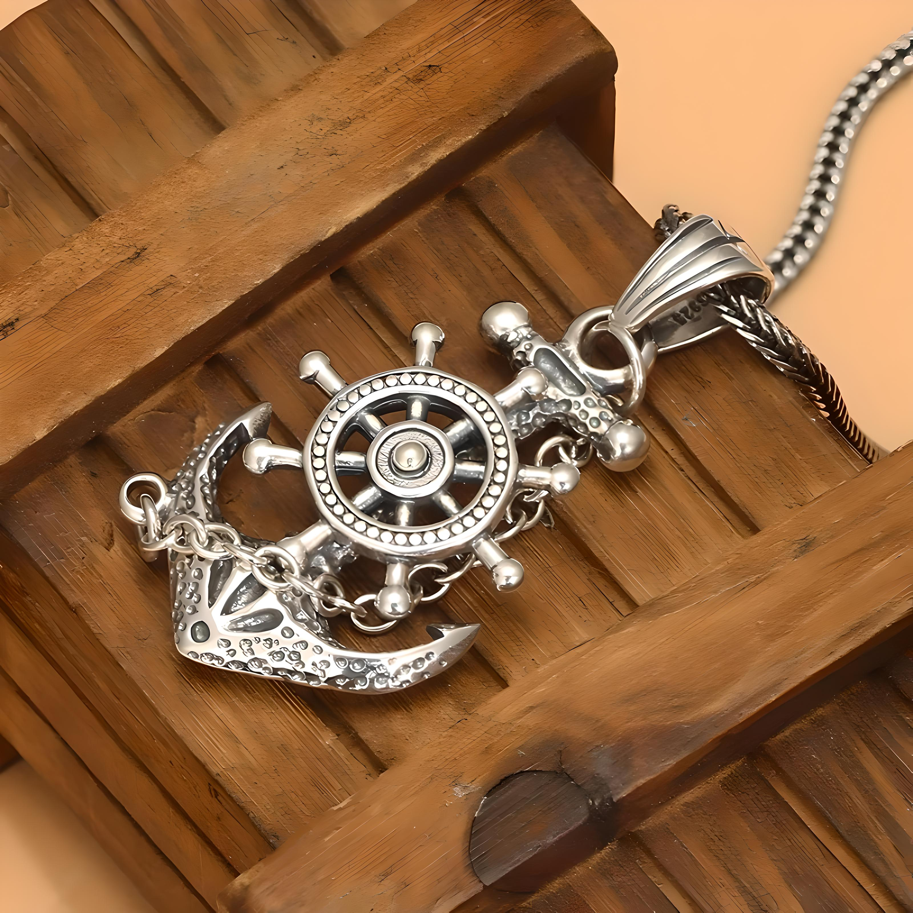 Handcrafted Pirate Chain "Ocean’s Heart" - Sterling Silver